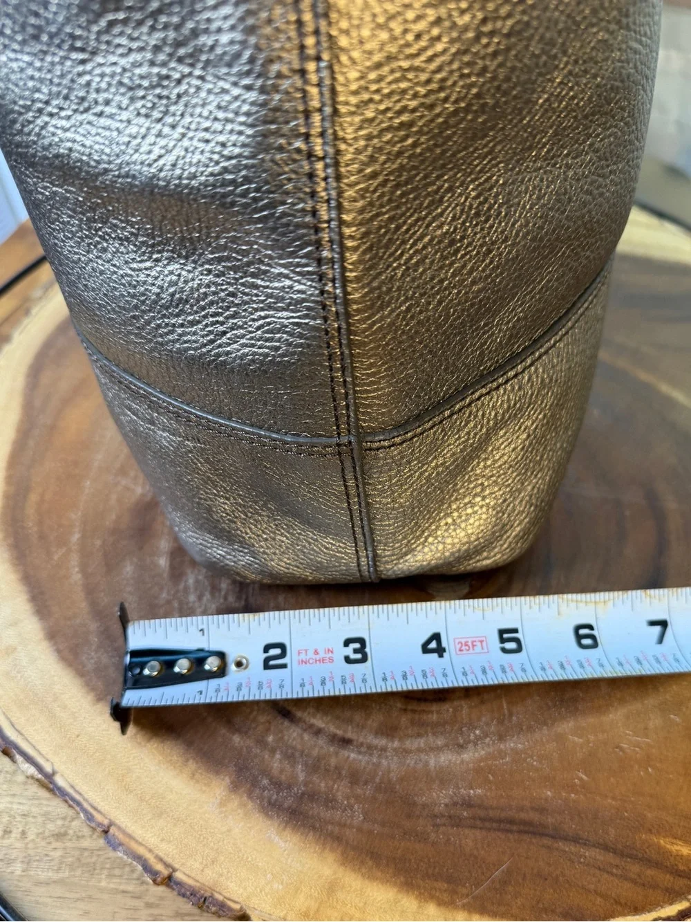 Fossil Gold Metallic Leather Hobo Shoulder Bag + Pouch Freebie EUC